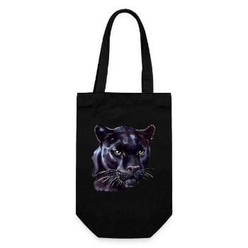 Portrait of a black jaguar - watercolor - Gift Bag for Bottles - black - Front