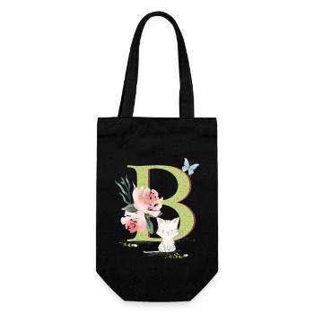 Anfangsbuchstabe B mit Katze - Geschenkbeutel für Flaschen - Schwarz - Vorne