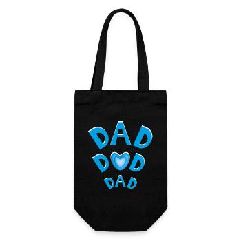 DAD in Blau mit viel Herz und Liebe. - Geschenkbeutel für Flaschen - Schwarz - Vorne