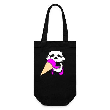 Crâne avec de la crème glacée - Sac à bouteille - noir - Devant