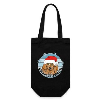 Comicstyle Pudelmotiv - Weihnachten ohne mich - Geschenkbeutel für Flaschen - Schwarz - Vorne