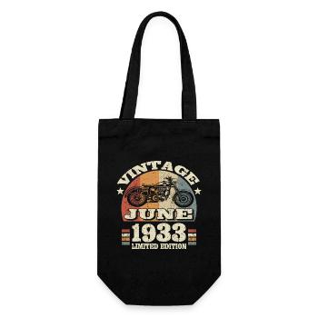Geboren im Juni 1933 - 90 Jahre alt - Geschenkbeutel für Flaschen - Schwarz - Vorne