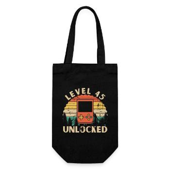 Level 45 freigeschaltet - Geschenkbeutel für Flaschen - Schwarz - Vorne