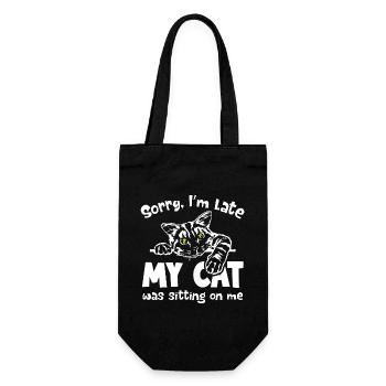 Sorry I m late my Cat was sitting on me - Geschenkbeutel für Flaschen - Schwarz - Vorne