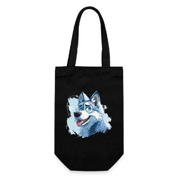 Husky Hund Schlittenhund Hunderasse Winter Cartoon - Geschenkbeutel für Flaschen - Schwarz - Vorne