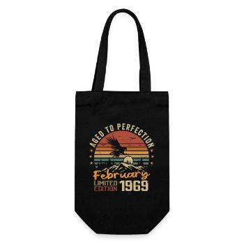 Born in February 1969 Birthday 1969 February - Gift Bag for Bottles - black - Front