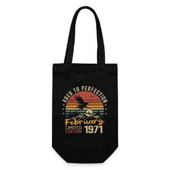 Born in February 1971 Birthday 1971 February - Gift Bag for Bottles - black - Front