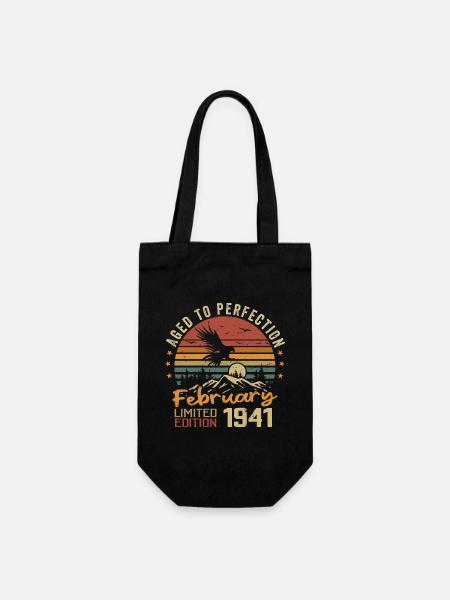 Geboren im Februar 1941. Geburtstag 1941, Februar - Geschenkbeutel für Flaschen - Schwarz