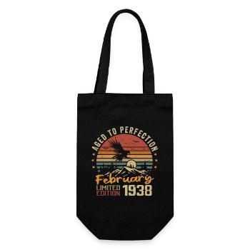 Born in February 1938 Birthday 1938 February - Gift Bag for Bottles - black - Front
