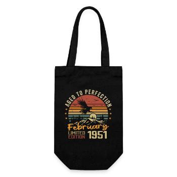 Born in February 1951 Birthday 1951 February - Gift Bag for Bottles - black - Front