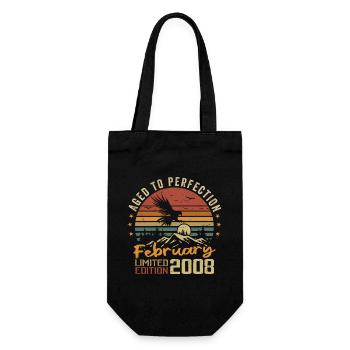 Né en Fevrier 2008 Anniversaire 2008 Février - Sac à bouteille - noir - Devant