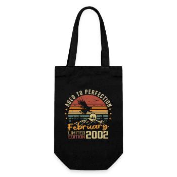 Born in February 2002 Birthday 2002 February - Gift Bag for Bottles - black - Front