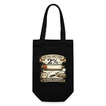 Social Battery 2% - Gift Bag for Bottles - black - Front
