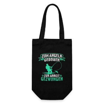 Zum Angeln geboren Zur Arbeit gezwungen - Geschenkbeutel für Flaschen - Schwarz - Vorne