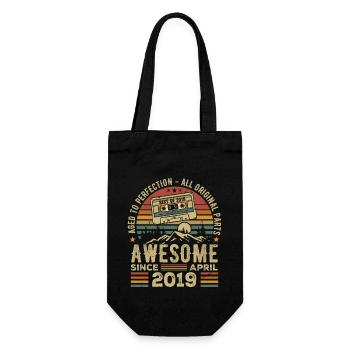 April 2019 Vintage Retro Geburtstagsgeschenk - Geschenkbeutel für Flaschen - Schwarz - Vorne
