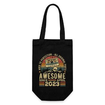 Avril 2023 Vintage Anniversaire Rétro Cadeau - Sac à bouteille - noir - Devant
