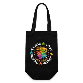 Autism Awareness Teacher Teach Hope Love Inspire - Gift Bag for Bottles - black - Front