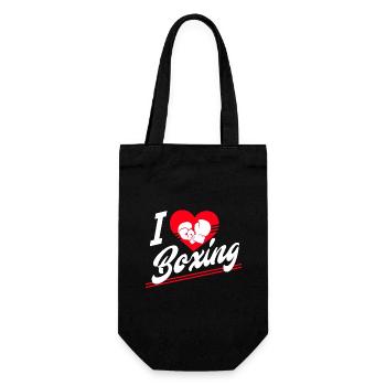 Ich liebe Boxen - Geschenkbeutel für Flaschen - Schwarz - Vorne