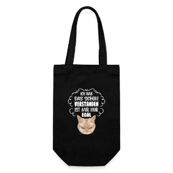 Cat - Ich hab das schon verstanden… (Katze) - Geschenkbeutel für Flaschen - Schwarz - Vorne
