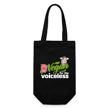 Vegan for the voiceless (Kuh) - Geschenkbeutel für Flaschen - Schwarz - Vorne
