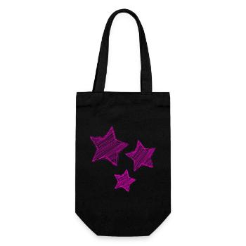 STAR. STAR. STERNE. PARTY. JAHRESTAG. WEIHNACHTEN - Geschenkbeutel für Flaschen - Schwarz - Vorne