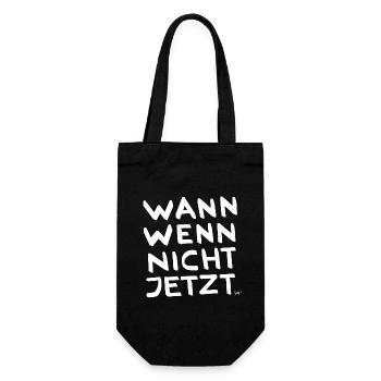 Bronko55 No.65 – WANN WENN NICHT JETZT - Geschenkbeutel für Flaschen - Schwarz - Vorne