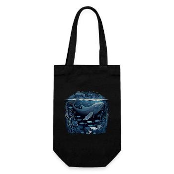 Wal der unter einer Stadt durchschwimmt - Geschenkbeutel für Flaschen - Schwarz - Vorne
