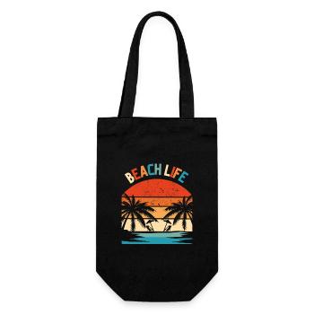 Beach Life Retro Sunset - Gift Bag for Bottles - black - Front