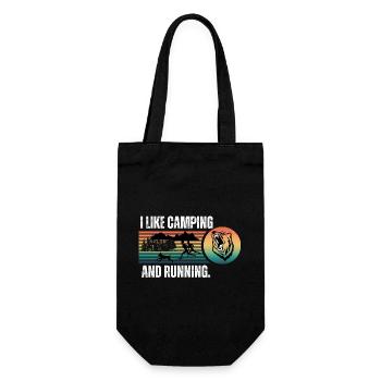 Ich mag Camping und Laufen - Geschenkbeutel für Flaschen - Schwarz - Vorne