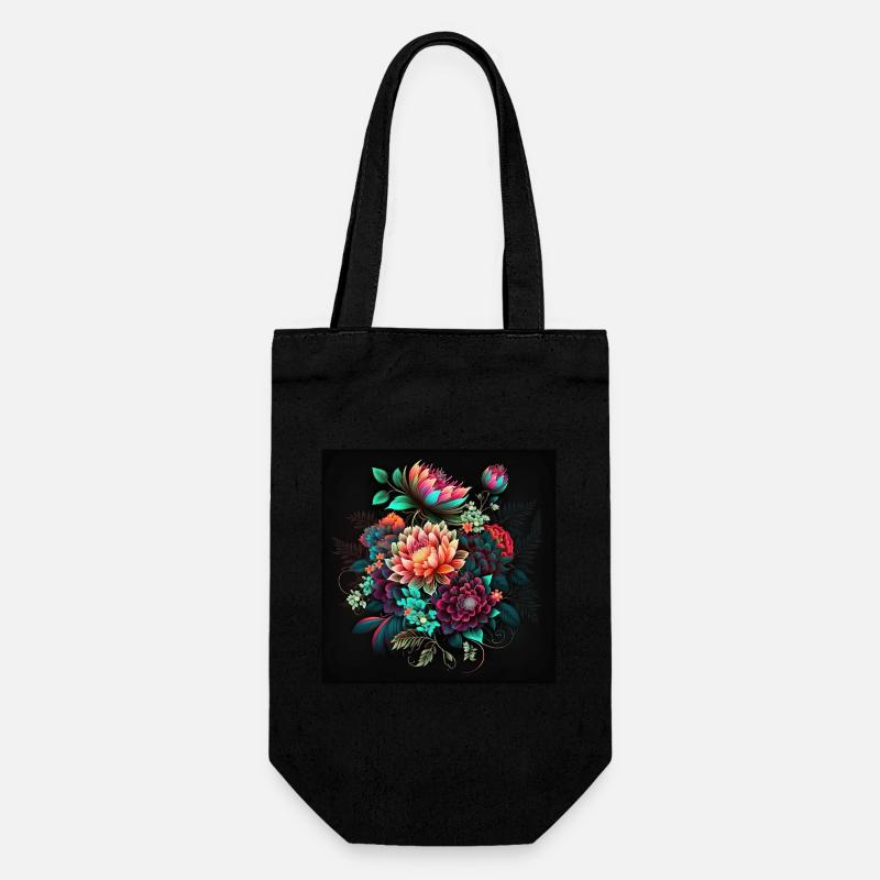 Motif de fleurs botaniques - Sac à bouteille - noir