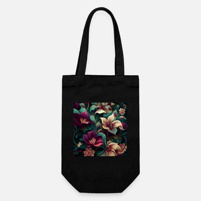 Motif de fleurs botaniques - Sac à bouteille - noir