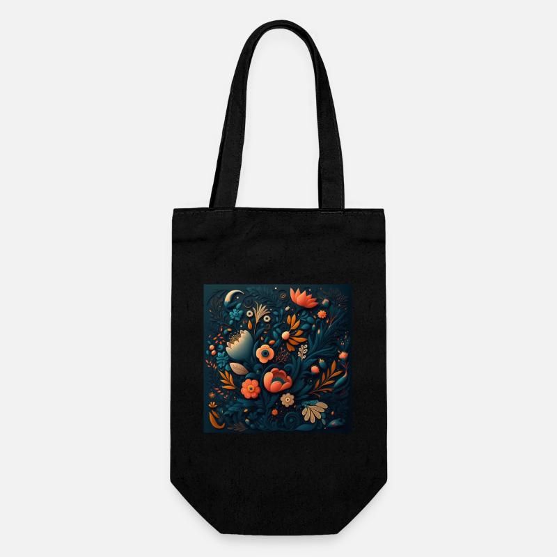 Motif de fleurs botaniques - Sac à bouteille - noir