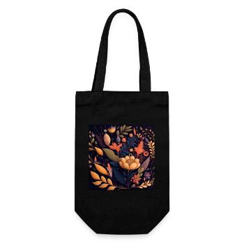Botanicals Flower Pattern - Gift Bag for Bottles - black - Front