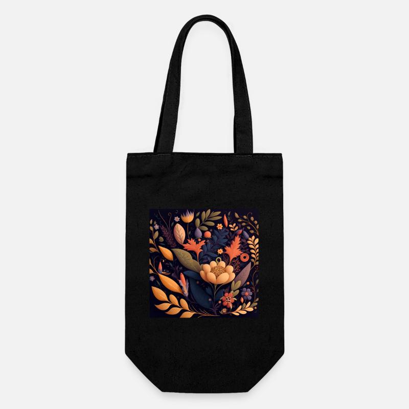 Botanicals Flower Pattern - Gift Bag for Bottles - black