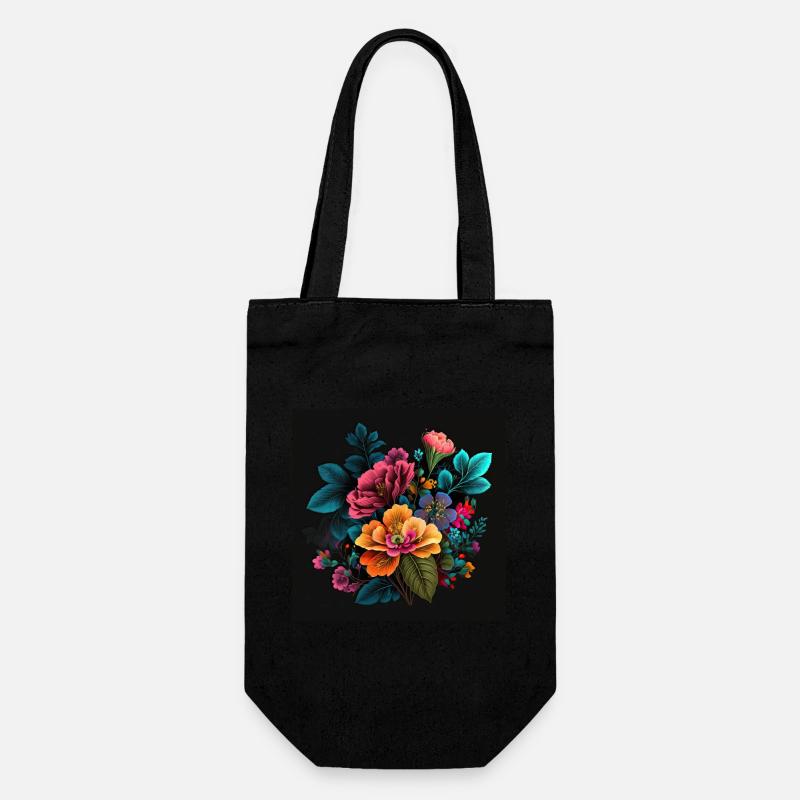 Botanicals Flower Pattern - Gift Bag for Bottles - black