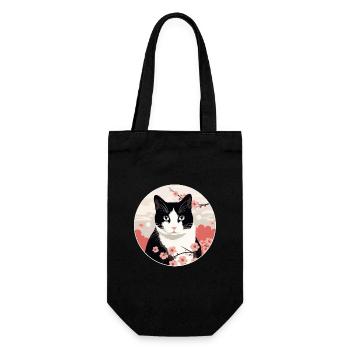 Japanese Bobtail Katze - Geschenkbeutel für Flaschen - Schwarz - Vorne