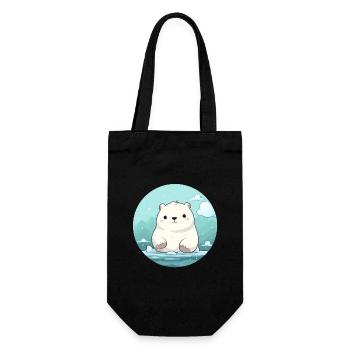 mignon petit ours polaire - Sac à bouteille - noir - Devant