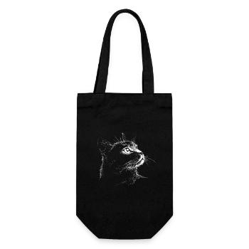 Portrait de chat (blanc) - Sac à bouteille - noir - Devant