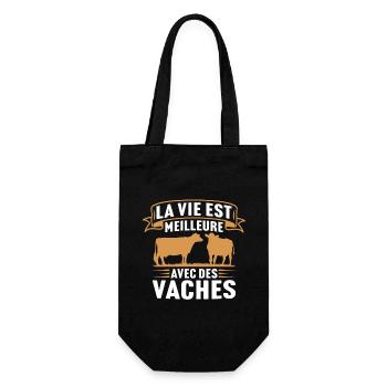 la vie est meilleure avec des vaches - Sac à bouteille - noir - Devant
