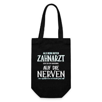 Zahnarzt Zahnmediziner auf die Nerven Geschenk - Geschenkbeutel für Flaschen - Schwarz - Vorne