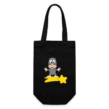 STERNSCHNUPPE - MAULWURF - TIER - KIND - BABY - Geschenkbeutel für Flaschen - Schwarz - Vorne