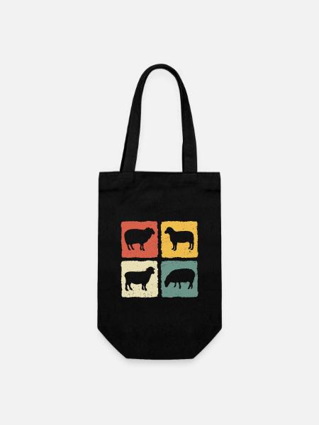 mouton retro moutons - Sac à bouteille - noir