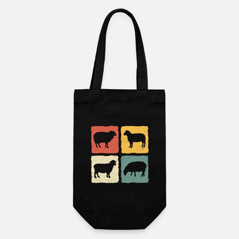 Retro Schaf Schaf Schaf - Geschenkbeutel für Flaschen - Schwarz
