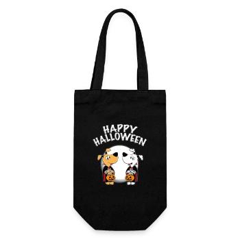 HUNDE - MOND - HAPPY HALLOWEEN - HUND - TIERE - Geschenkbeutel für Flaschen - Schwarz - Vorne