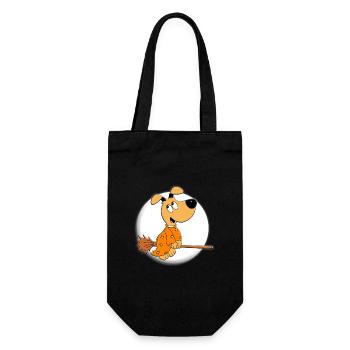 MOND - HEXE - HUND - MONDSCHEIN - HALLOWEEN - Geschenkbeutel für Flaschen - Schwarz - Vorne