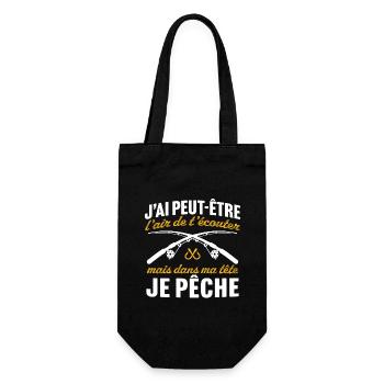 dans ma tête je pêche cadeau pêcheur - Sac à bouteille - noir - Devant
