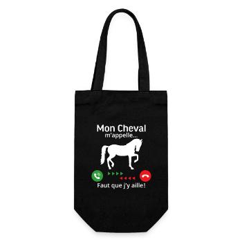 Mon cheval m'appelle faut quẹ j'y aille! - Sac à bouteille - noir - Devant