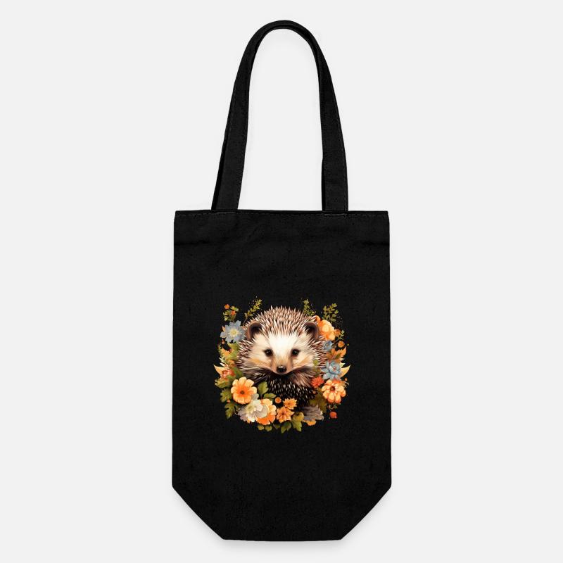 Igel cottagecore - Geschenkbeutel für Flaschen - Schwarz