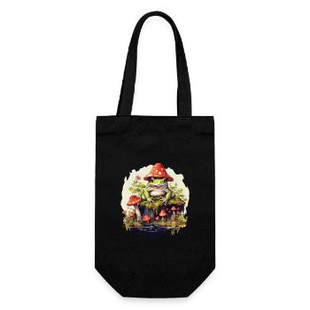 frosch cottagecore pilz - Geschenkbeutel für Flaschen - Schwarz - Vorne