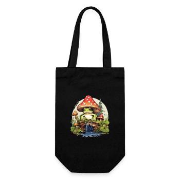 frosch pilz cottagecore - Geschenkbeutel für Flaschen - Schwarz - Vorne